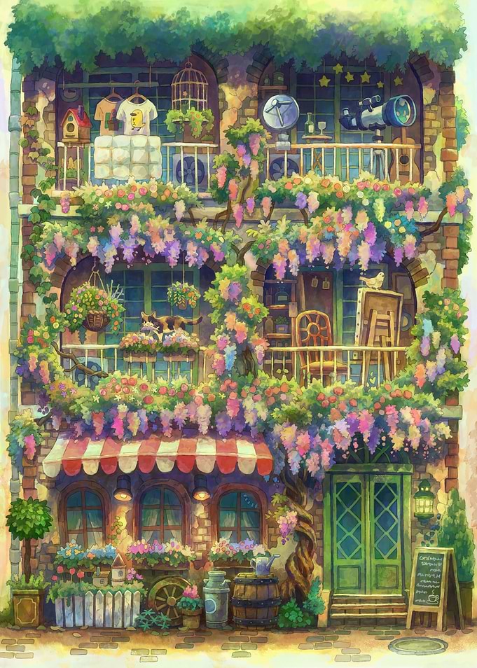 Whimsical Wisteria Covered Flower Shop