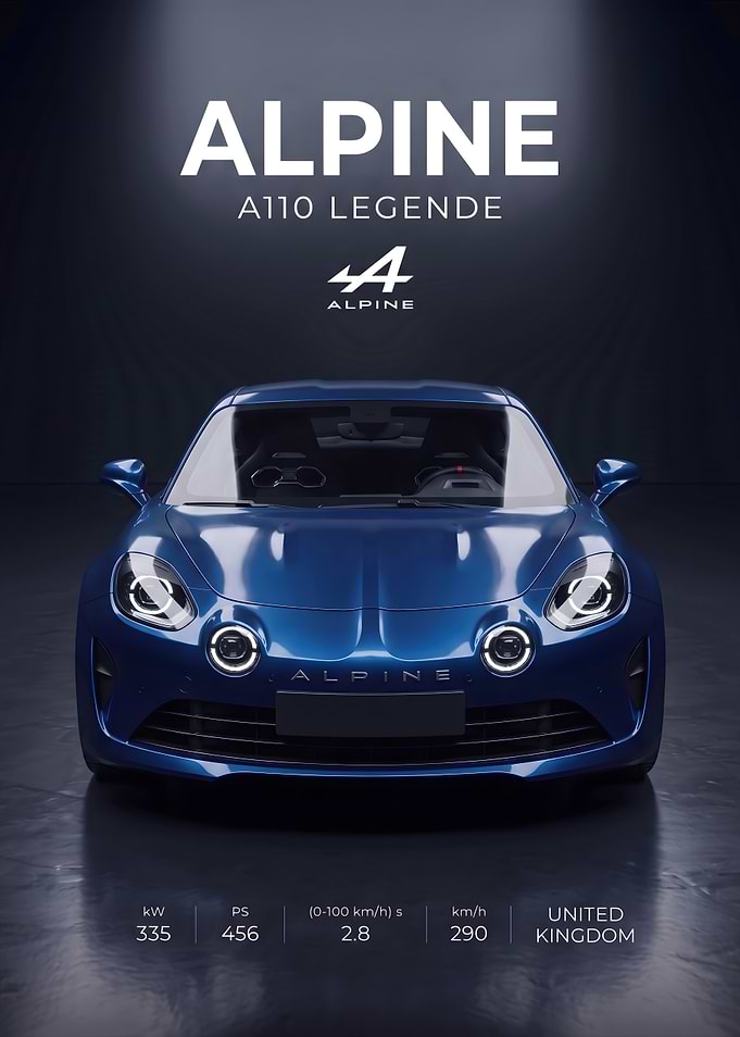 Alpine A110 Legende Sports Car Poster
