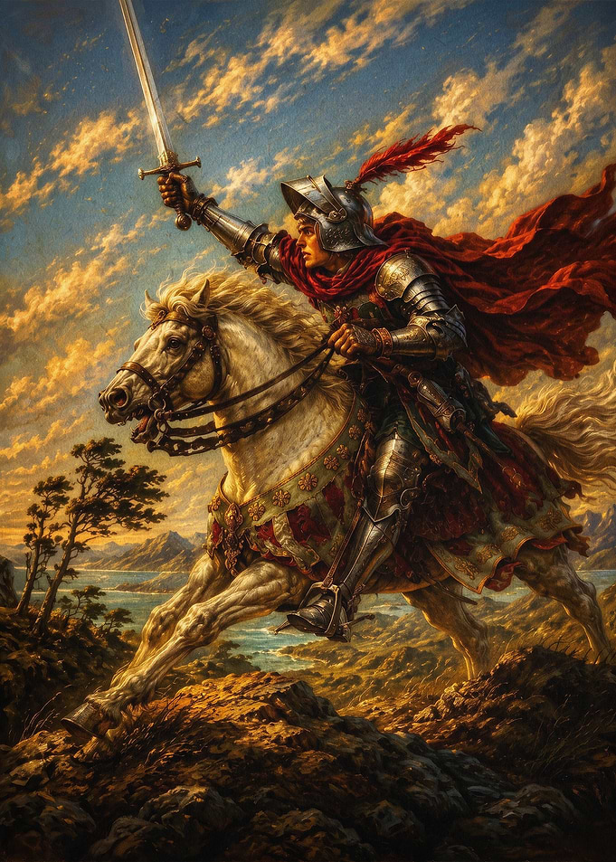 Knight Horse Sword Epic Fantasy Art