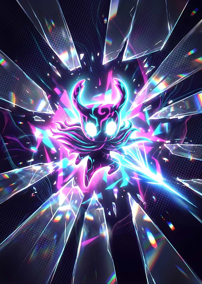 Hollow Knight Neon Shattered Glass Art