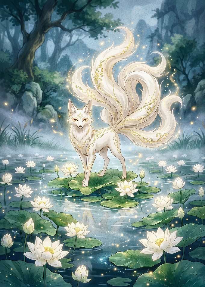 Magical Nine Tail Fox Fantasy Art