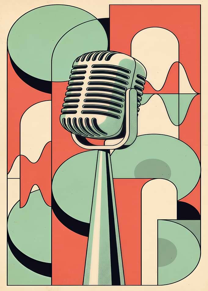 Retro Style Microphone Illustration
