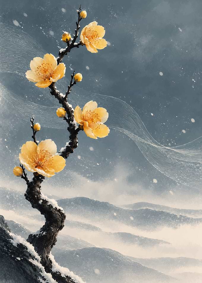 Yellow Plum Blossoms in Winter