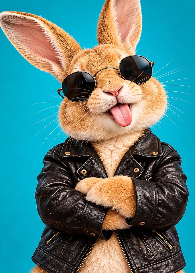 Cool Rabbit in Leather Jacket