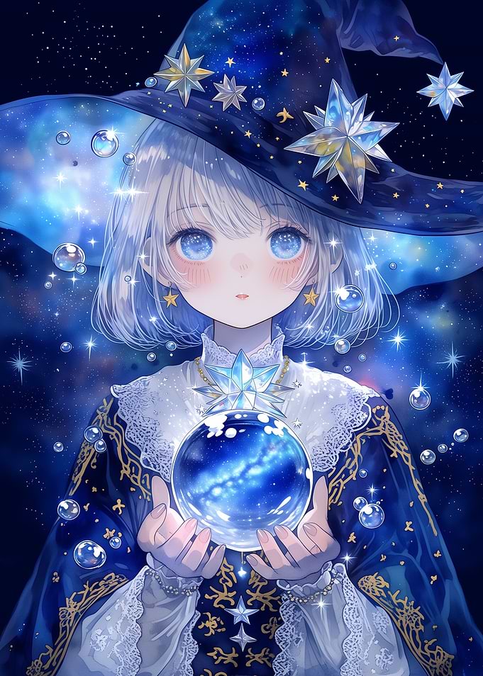 Celestial Starry Witch Anime Illustration