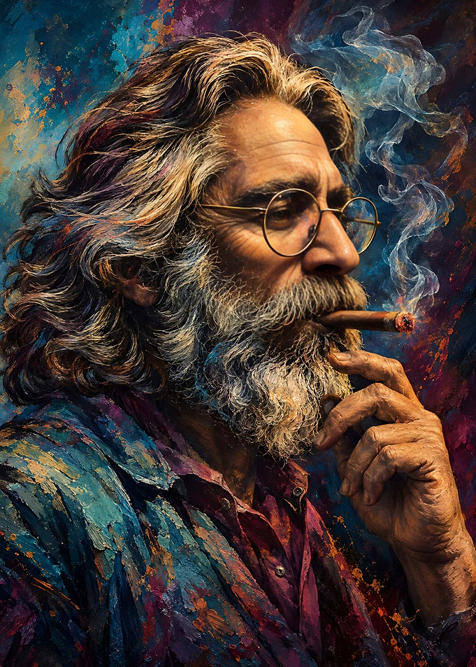 Portrait of a Bearded Man Smoking