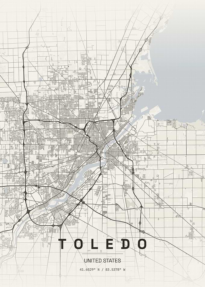 Toledo Ohio City Map Poster
