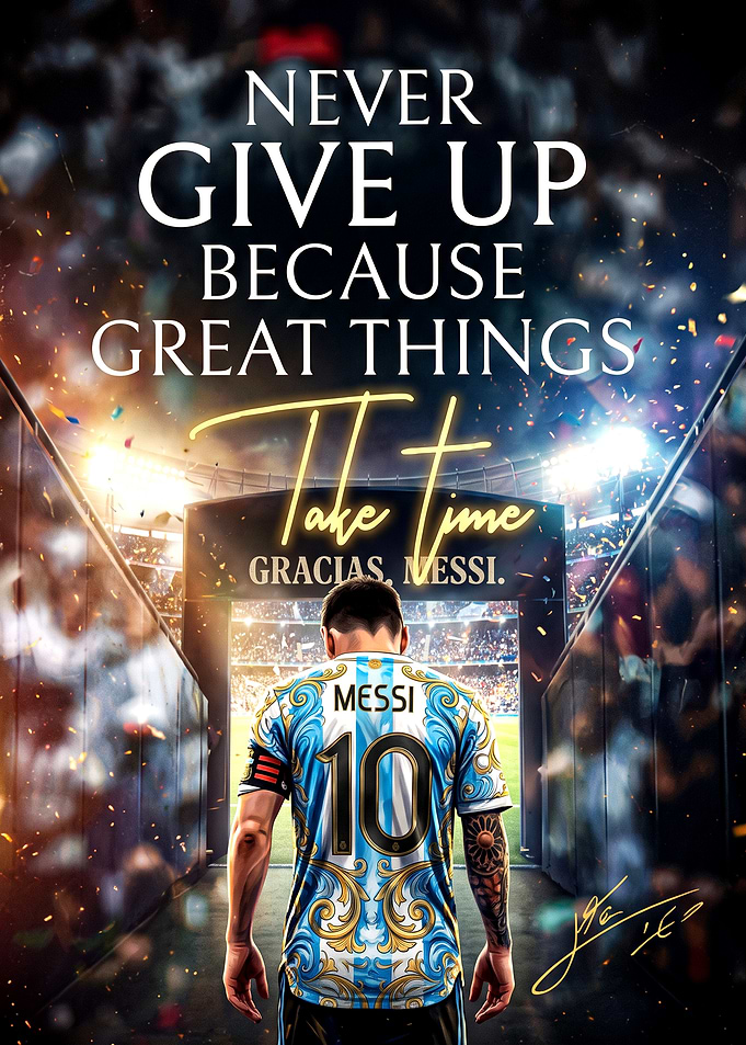 Lionel Messi Inspirational Soccer Poster