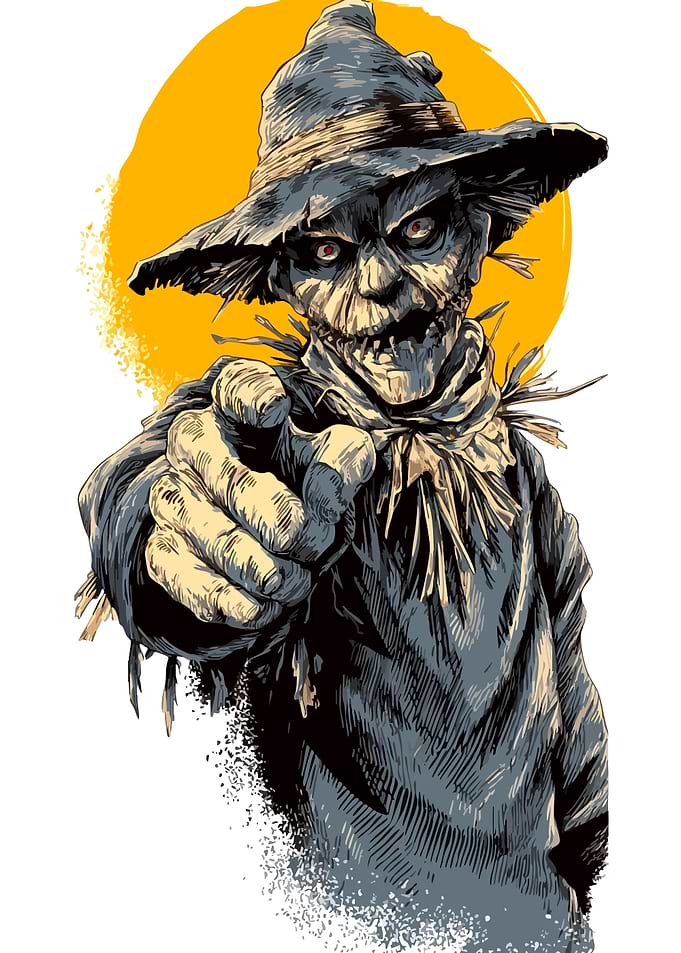 Scarecrow Pointing Finger Illustration