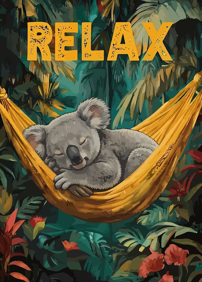 Koala Sleeping in a Hammock