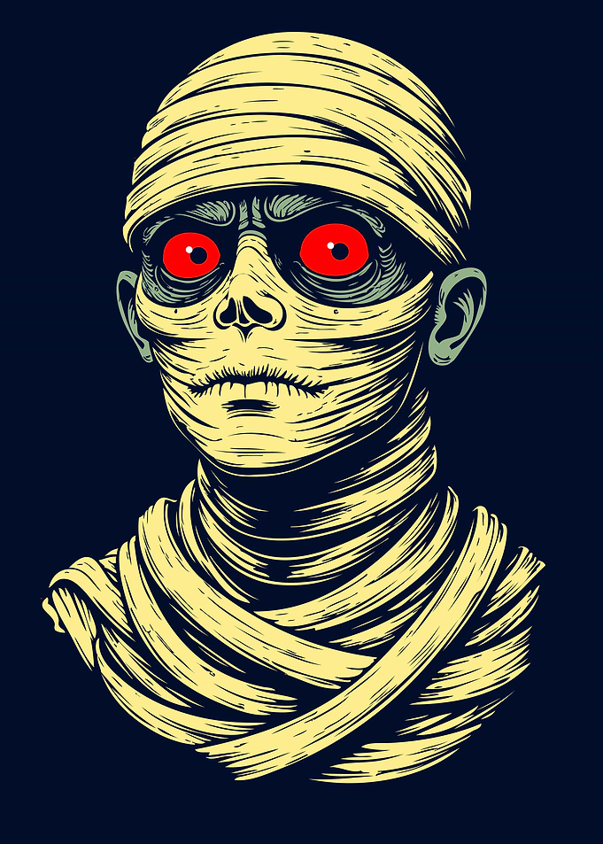 Spooky Mummy Portrait Illustration