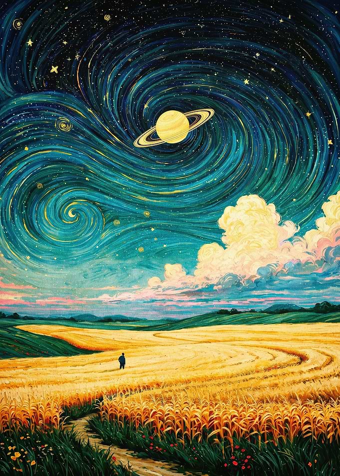 Starry Planet Cosmic Art Poster