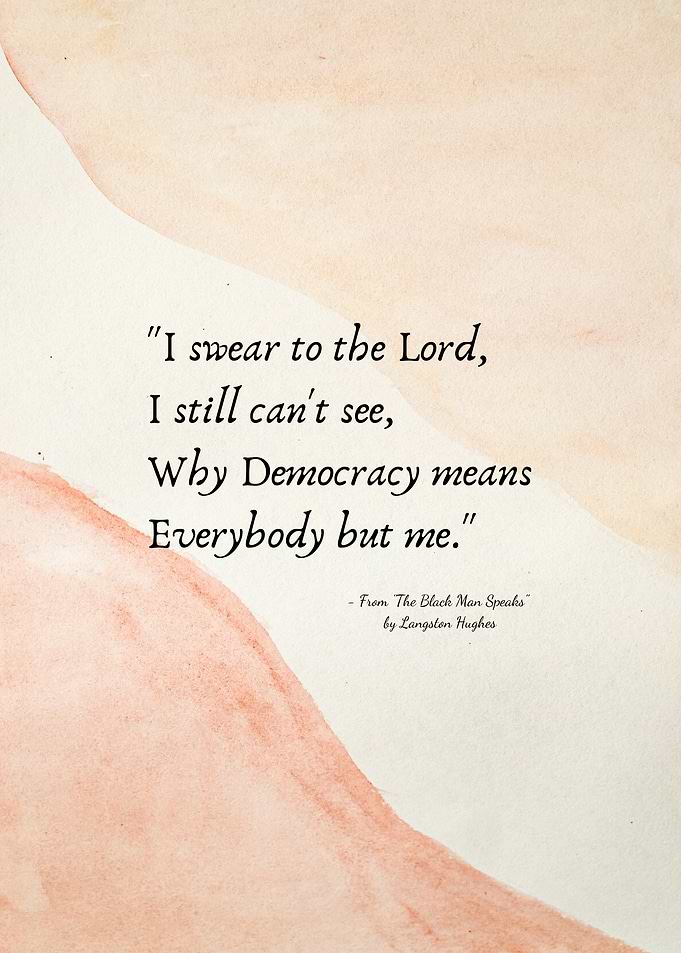 Langston Hughes Democracy Quote Art