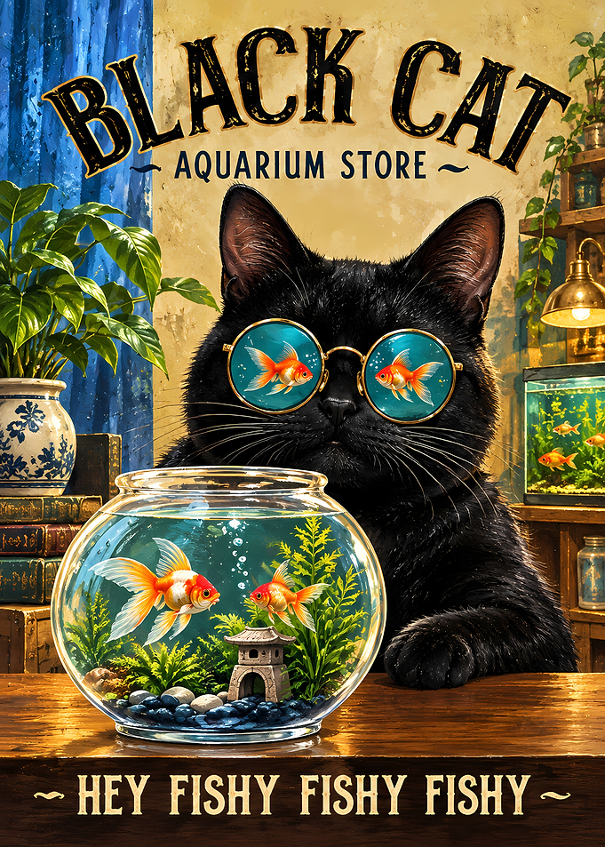 Black Cat Aquarium Store Poster