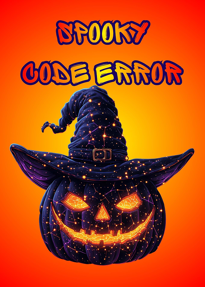 Cyberpunk Mecha Halloween Pumpkin Spooky Code Error