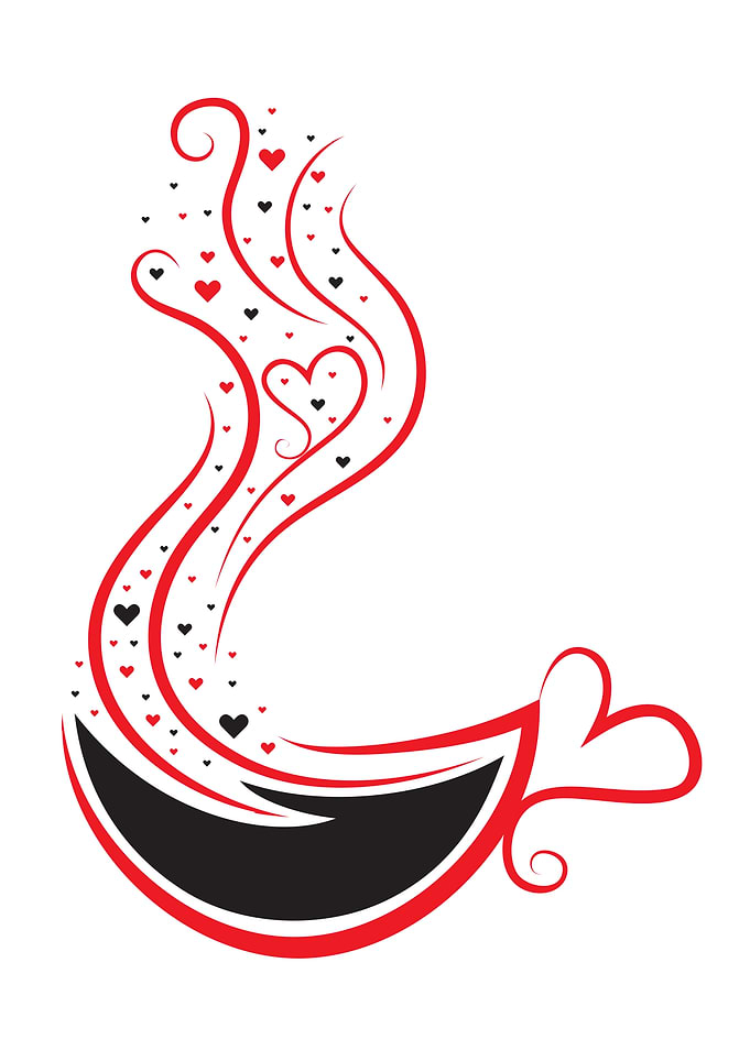 Abstract Heart Coffee Cup Illustration