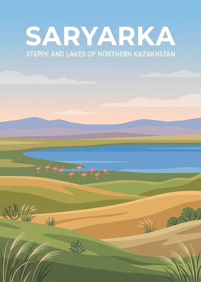 Saryarka Steppe and Lakes Travel Poster