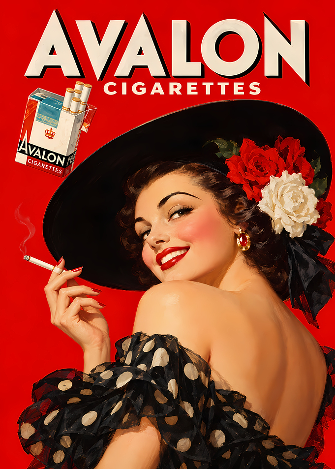Vintage Avalon Cigarettes Advertising Poster