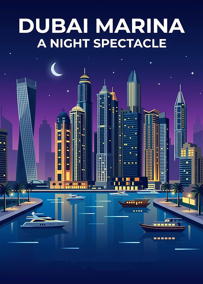 Dubai Marina Night Spectacle Poster