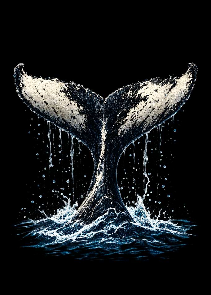 Humpback Whale Tail Splashing Water