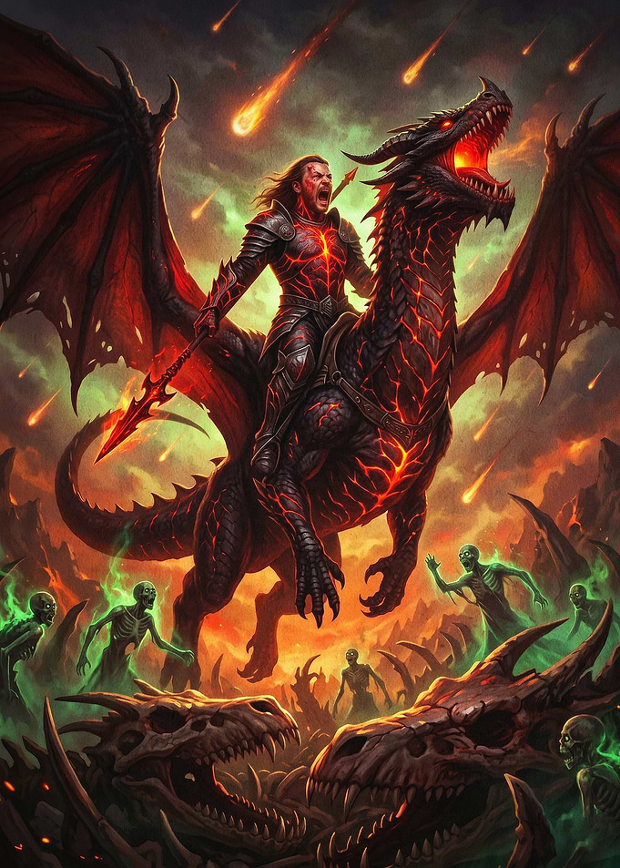Dragon Rider Warrior Dark Fantasy A