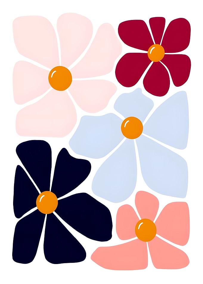 Minimalist Colorful Floral Pattern Art