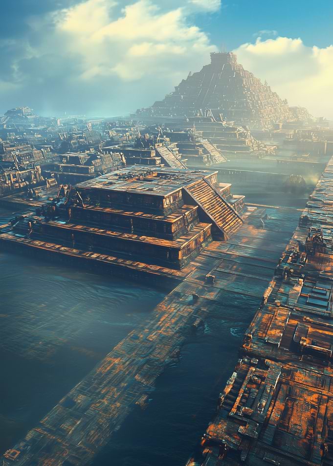 Ancient Mayan City at Sunrise