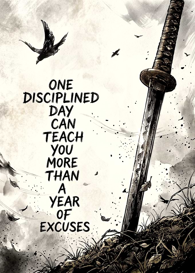 Disciplined Day Samurai Sword Quote Poster