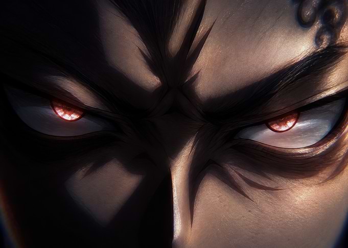 Intense Glowing Red Eyes Close-up