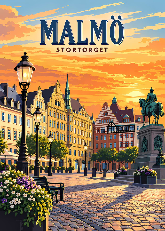 Malmö Stortorget Travel Poster
