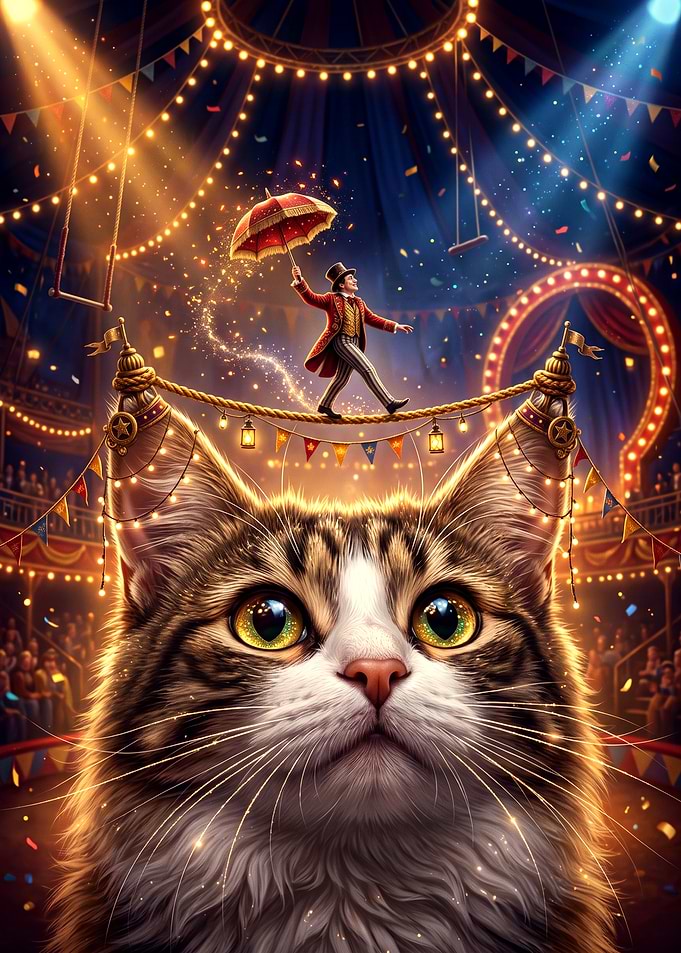 Cat Circus Tightrope Performer