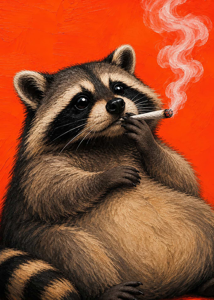 Chubby Raccoon Smoking a Joint