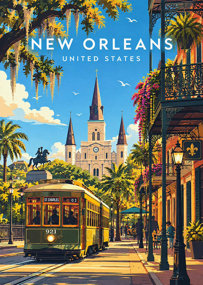 New Orleans St. Charles Streetcar Poster