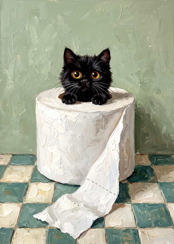 Black Kitten in Toilet Paper Roll