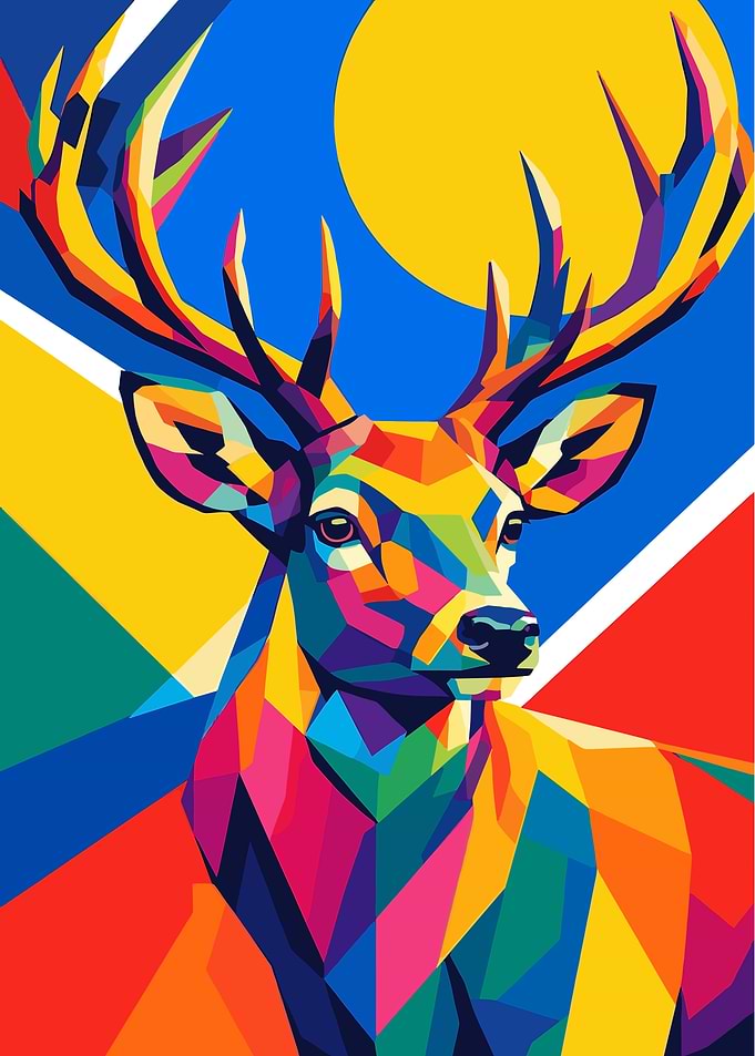 Colorful Geometric Pop Art Deer
