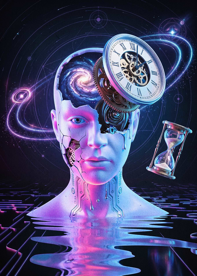 Cosmic Mind Time Surreal Art Poster