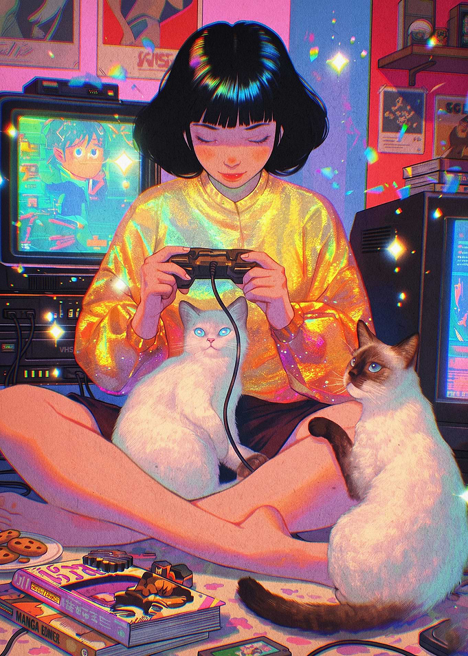 Gamer Girl Retro Vibe Poster