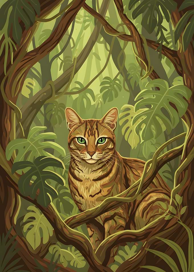 Tabby Cat in Lush Jungle