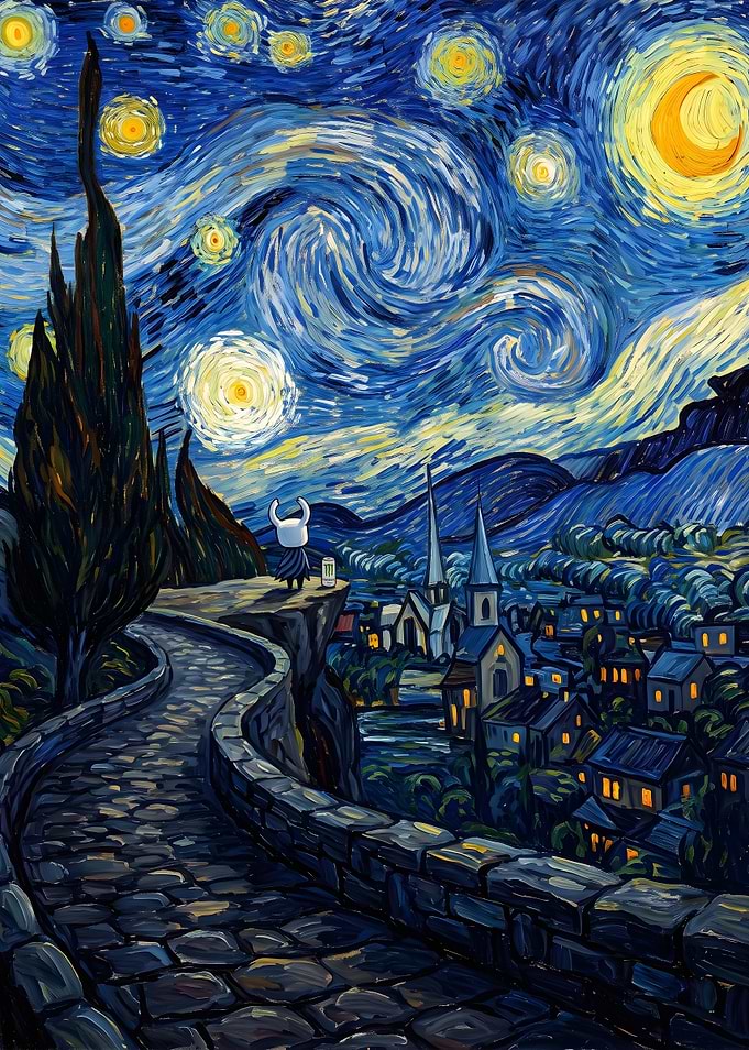 Hollow Knight in Starry Night