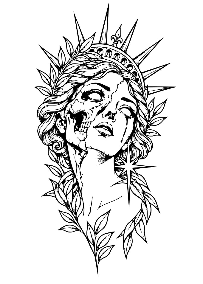 Statue of Liberty Skull Tattoo Design