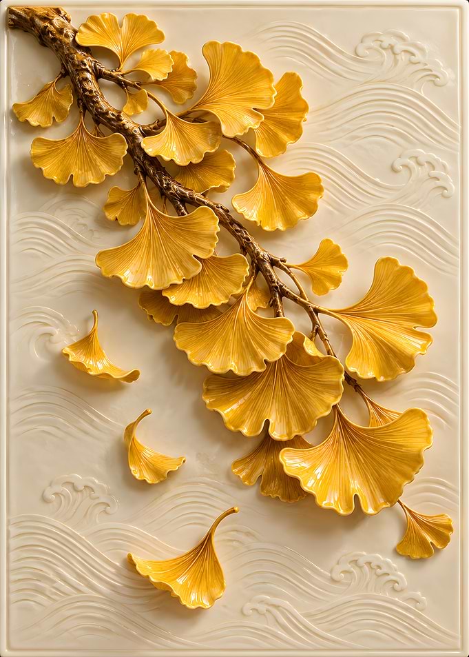 Ginkgo Leaf Relief Wall Art