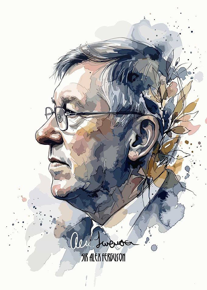 Sir Alex Ferguson Watercolor Portrait