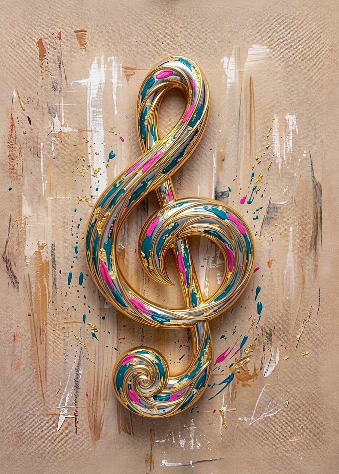 Abstract Golden Treble Clef Art