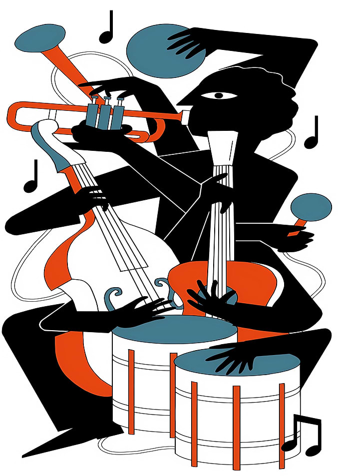Abstract Jazz Musician Illustration
