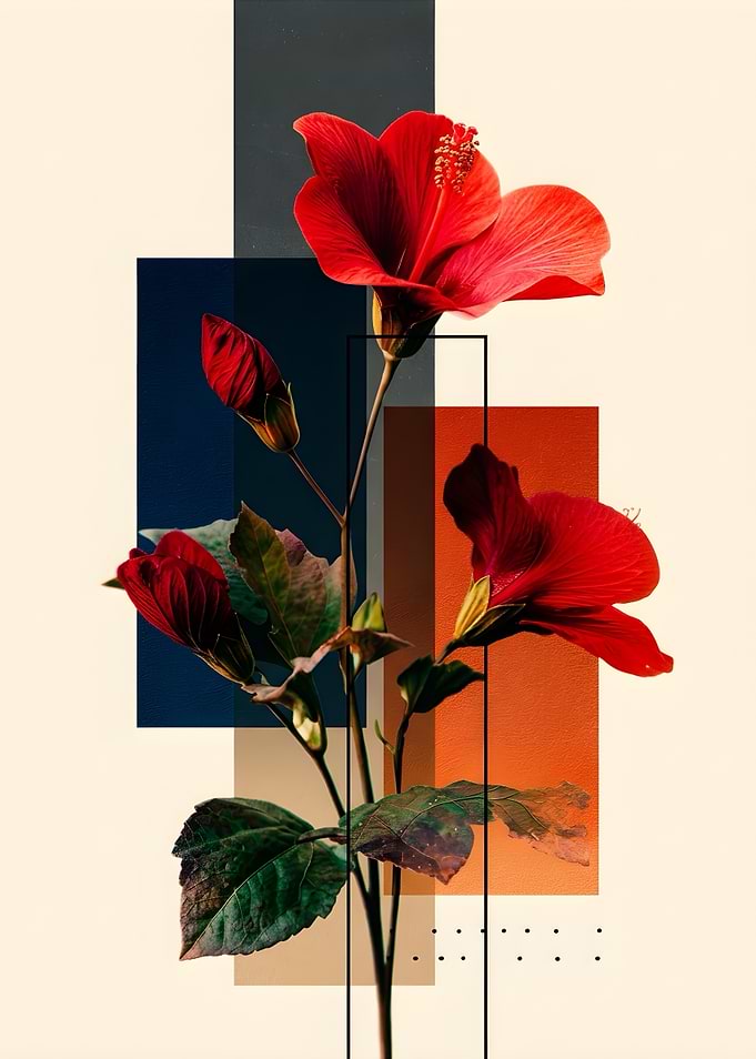 Abstract Hibiscus Floral Geometric Art