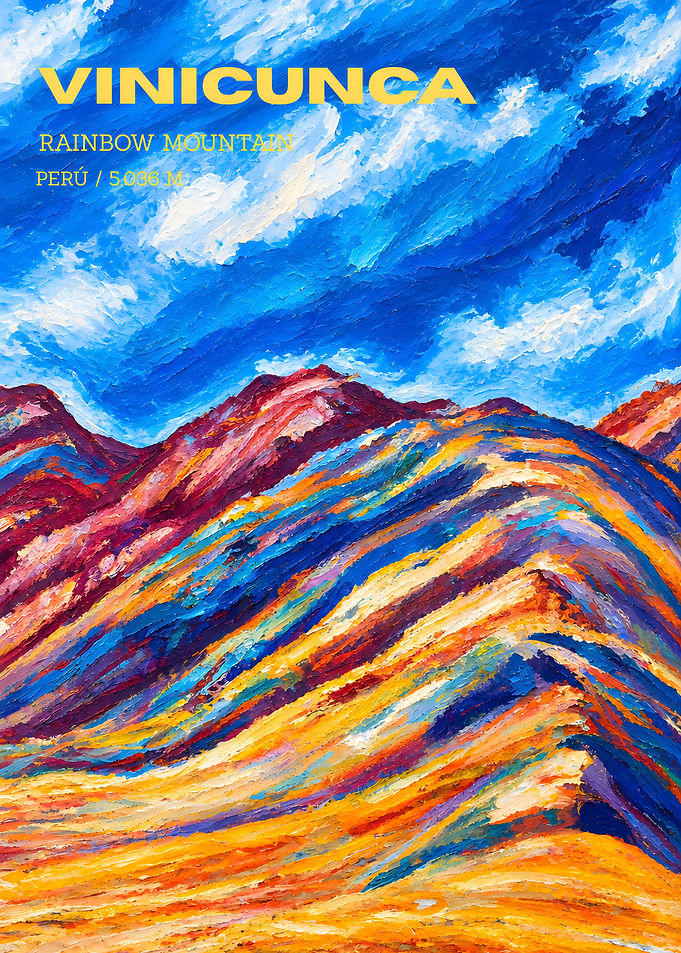 Vinicunca Rainbow Mountain Travel Poster