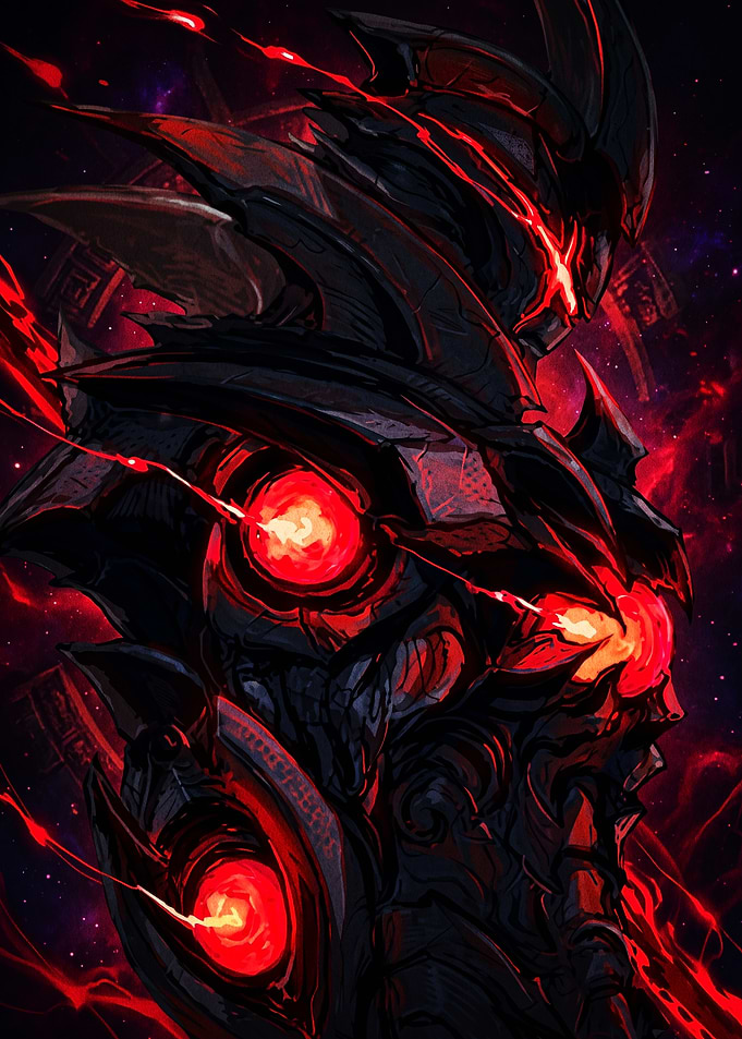 Dark Armored Warrior with Glowing Cores