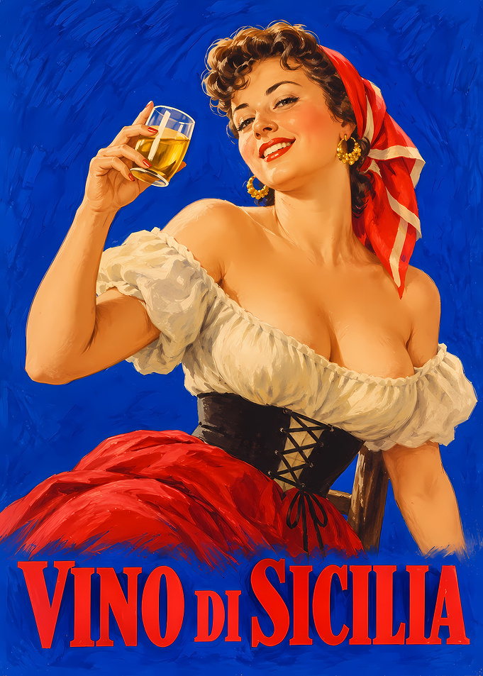 Vintage Vino di Sicilia Poster