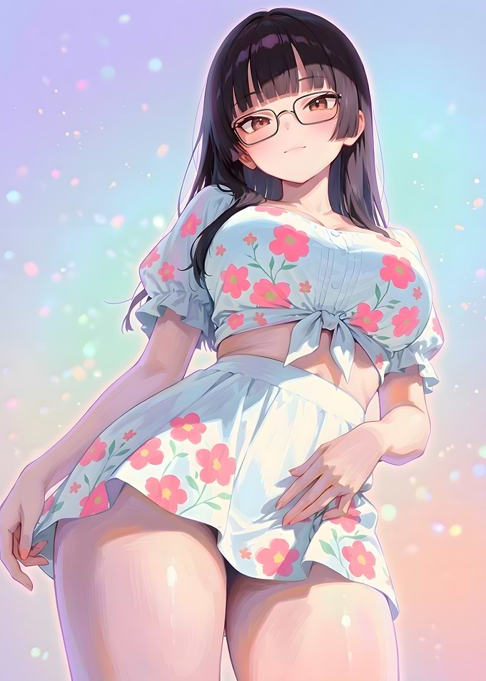 Anime Girl in Floral Summer Outfit