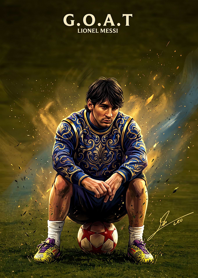 Lionel Messi G.O.A.T. Soccer Poster